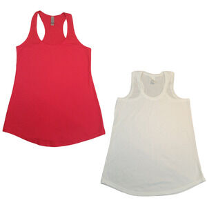 Lot of 2 Small Racerback Tank Tops Sleeveless Shirts 1Red/ 1‎ White